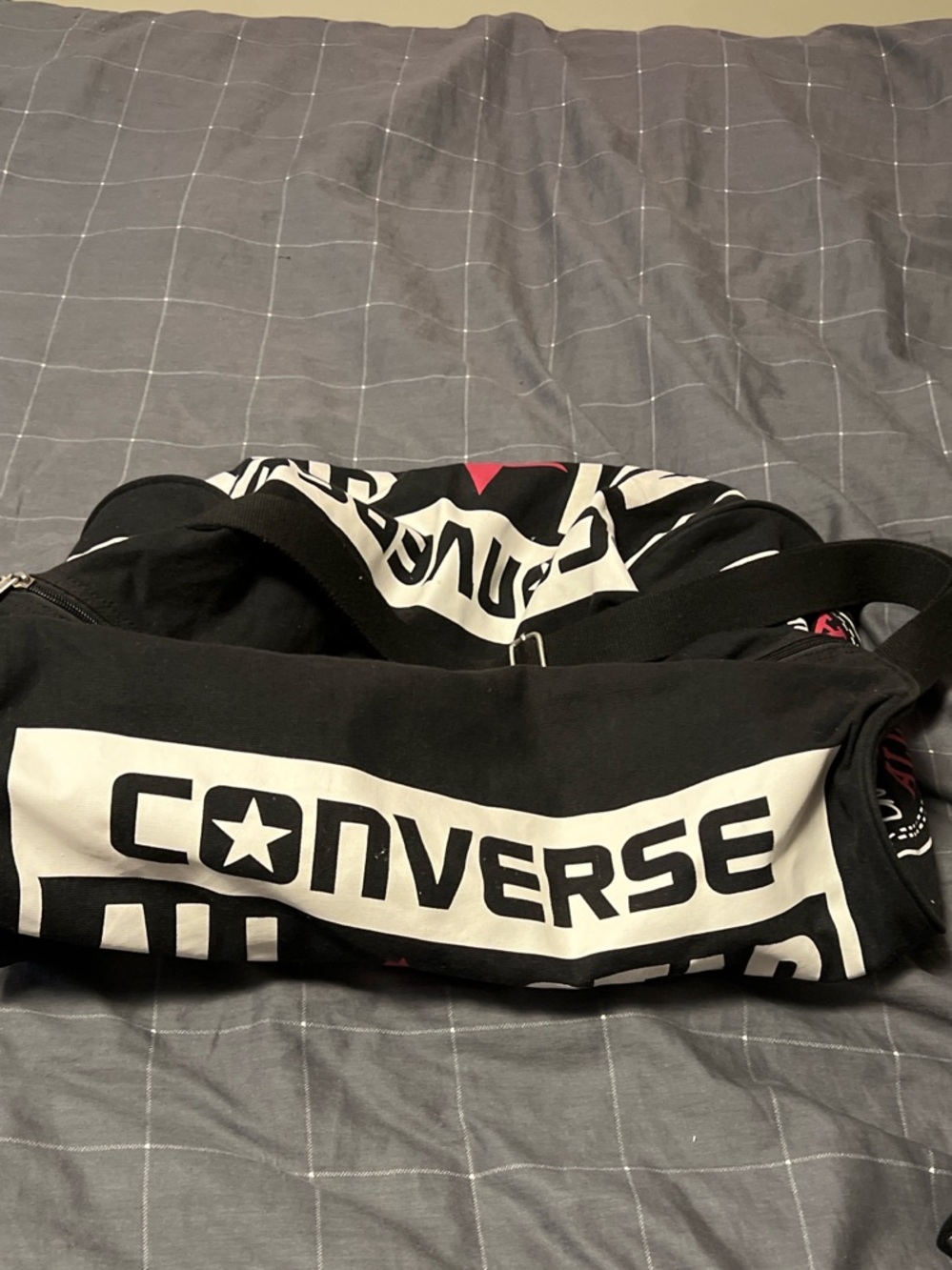 Converse All Star Legacy Barrel Duffel Bag Black White Pink